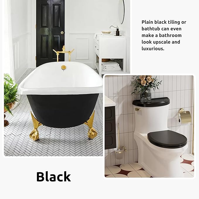 Tub and Tile Refinishing Kit 17.5oz with Tools, Low Odor DIY Bathroom Paint Sink Tub Countertop Tile Shower Paint for Bathroom Kitchen Porcelain Fiberglass, Semi-Gloss Black