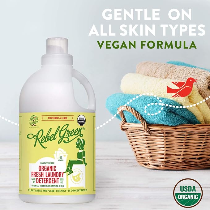 Rebel Green, Laundry Detergent Fresh Peppermint Lemon, 64 Fl Oz