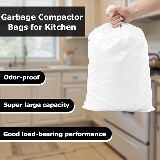 Heavy Duty Trash Compactor Bags for Kitchen Leak Proof 2.6 MIL Thickened Garbage Compactor Bags Compatible with Whirlpool, Kenmore, Jenn-Air 15 inch Rectangular Drawer Compactors - 30 pack