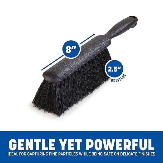 SPARTA Flo-Pac Bench Brush, Small Counter Broom with Handle for Cleaning Smooth Surfaces, 8", 1 Count, Black