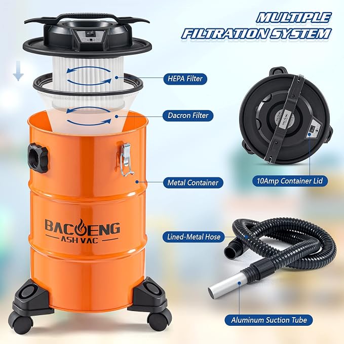 BACOENG Ash Vacuum and Pleated Filter