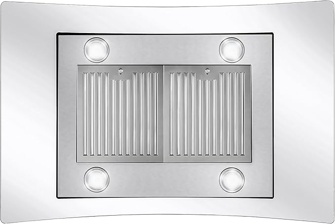 COSMO COS-668ICS900 36 in. Lumin Collection 380 CFM Ducted Island Range Hood, Soft Touch Controls, LED Lights, Stainless Steel
