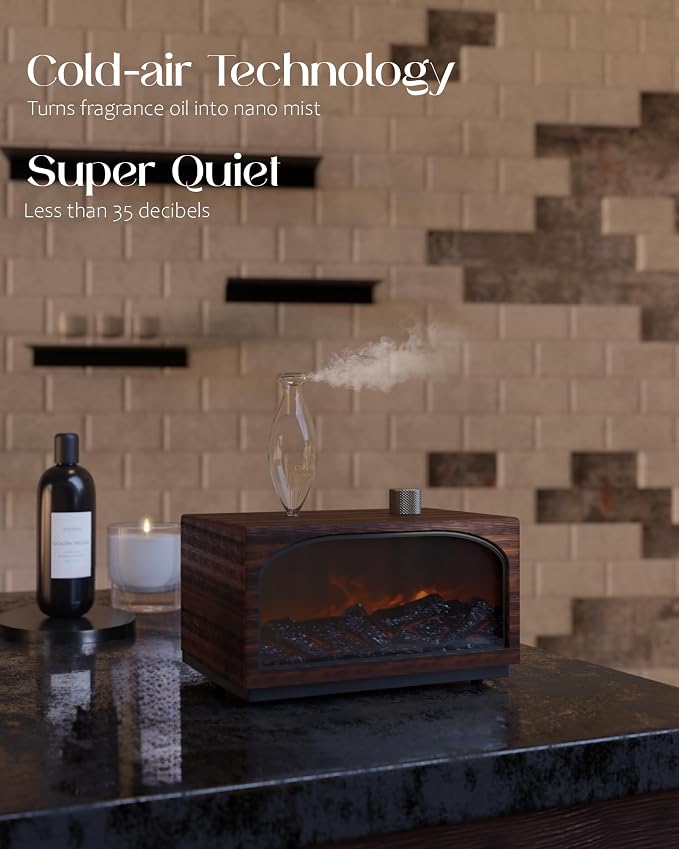 Essential Oil Diffuser Fireplace Flame Oil Diffuser Waterless Aromatherapy Diffusers with Bulb