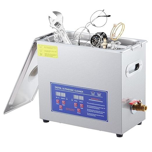 6.5L Digital Ultrasonic Cleaner with Heater，40kHz & 180W Cleaning System，Timer Control for Jewelry, Glasses, Watches