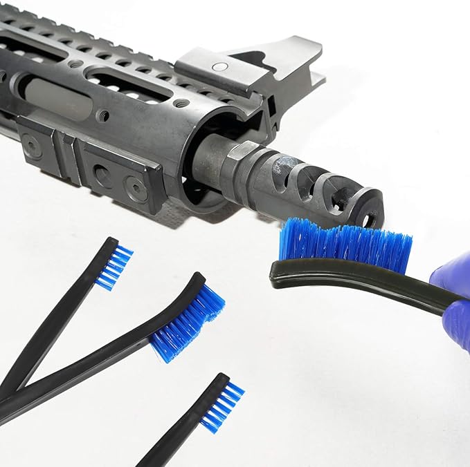 Boao 20 Packs Double-Ended Gun Cleaning Brushes 7 Inch Nylon All Purpose Cleaning Brush with Plastic Handle (Blue)