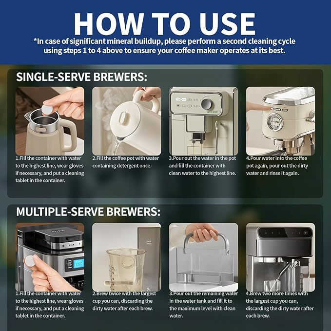 Coffee Maker Cleaner Garbage Disposal Cleaner - Includes 24PCS Coffee Maker Tablets and 24-Pack Garbage Disposal Tablets
