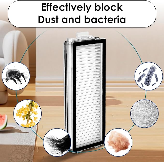 (5 Pack) Qrevo Master Replacement HEPA Filters Compatible with Roborock Qrevo Master/Qrevo Slim Robot Vacuum, Filter Kit, Filters Accessories Kit, Vacuum Filter, Upright Filters, Canister Filters