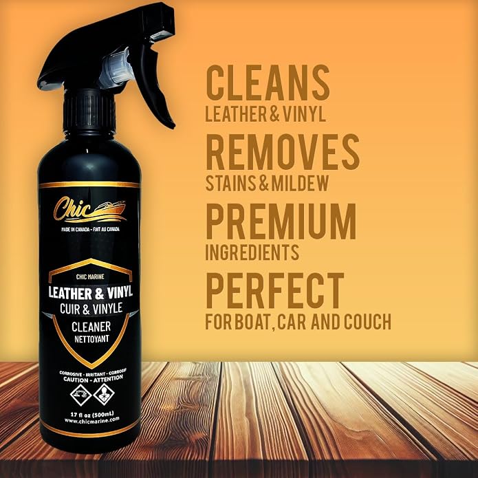 Leather Cleaner Conditioner Cleaning Kit for Sofa, Couch, Boat and Car Seats. Perfect for Faux Leather and Vinyl. Marine Grade Quality.