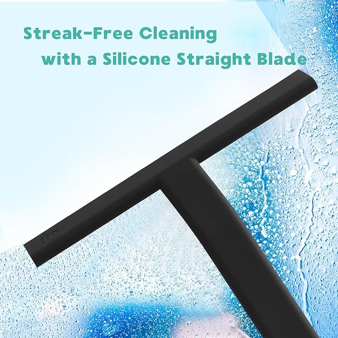 Shower Squeegee for Glass Door, One-Piece Silicone Squeegee with Minimalist Design and Integrated Hook for Easy Hanging, Cleaning Shower Walls, Glass Doors, Windows