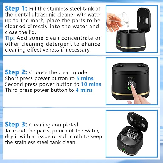 Dental Ultrasonic Retainer Cleaner Machine-45khz, Cleaning for Dentures, Mouth Guards, Aligners, Night Guards, Braces, Toothbrush Heads & Jewelry,Protable UV Retainer Cleaning Pod for Home &Travel