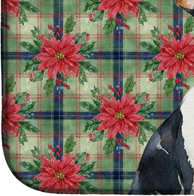 Caroline's Treasures Toy Fox Terrier Christmas PoinsettIas Dish Drying Mat Absorbent Dish Drying Mat Pad for Kitchen Counter Dish Drainer Mat for Countertop, 14 x 21", Multicolor