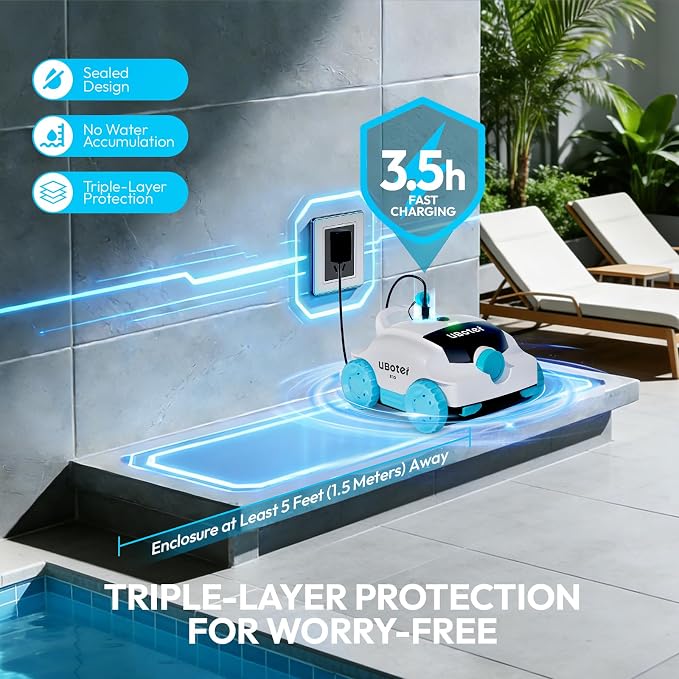 E10 Pool Vacuum,Cordless Robotic Pool Cleaner, Dual-Layer Filtration,Large Wheel for Flexible Movement, Enhanced Edge & Corner Cleaning,120-Min for Above-Ground & Flat-Bottom Pools to 860 Sq.Ft