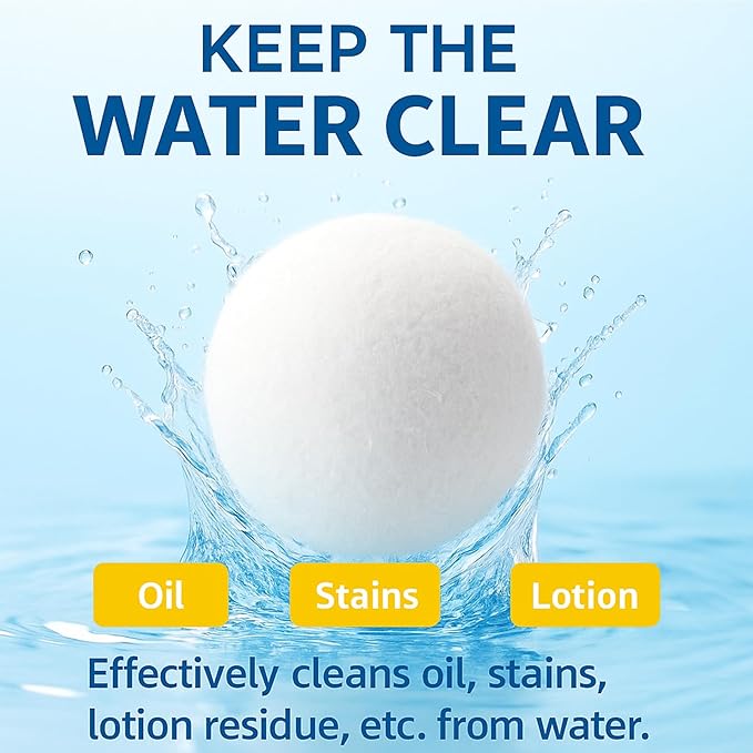 Hot Tub and Pool Scum Balls, Reusable Spa Scum Absorber, 3-Inch Floating Oil Remover, Washable & Durable Cleaner, Spa Sponge Balls, Helps Extend Filter Life (Pack of 6)