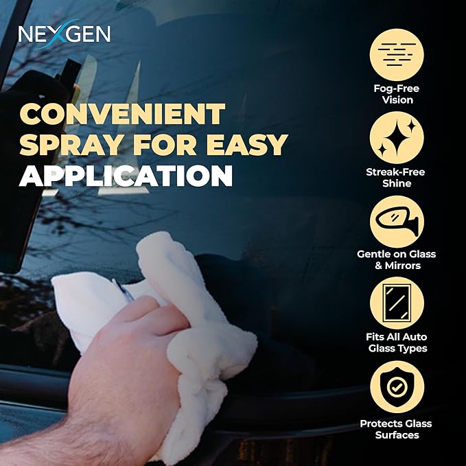 Nexgen Anti-Fog Spray (4oz) - Invisible Protective Coating - Instant Car Detailing for Streak-Free, Crystal Clear Finish - Car Cleaning Supplies - Ideal for Windshields, Mirrors, Helmets & More