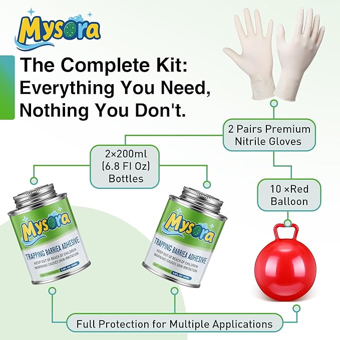 Apple Maggot Trap Deluxe Kit, 13.6 oz (2 * 6.8 oz) Apple Gnat Trap Coating with Brush and 10 Red Balloons and 2 Pairs Gloves, DIY Fly Traps Kit for Cherry Tree Fruit Fly, Oriental Fruit Moth