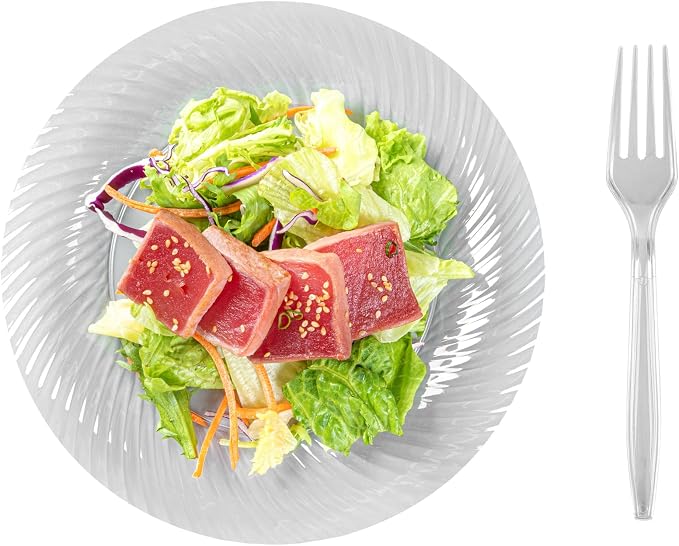 Restaurantware Moderna 7.3 Inch Disposable Forks 250 Recyclable Plastic Cutlery - Crack-Resistant For All Types Of Meals Clear Plastic Party Forks