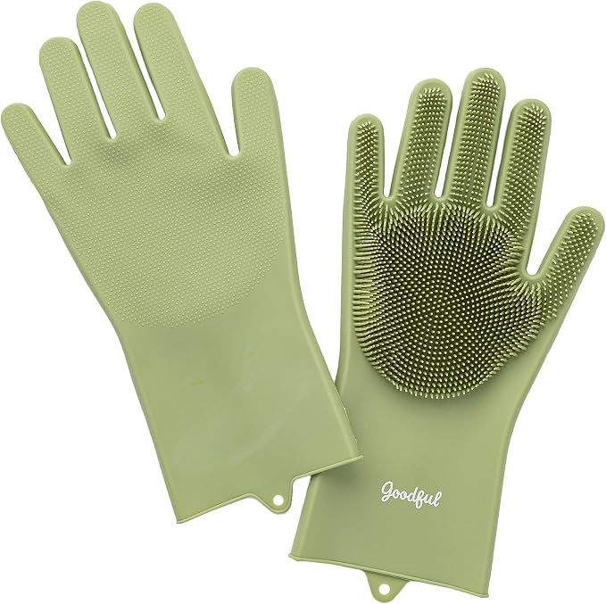 Goodful Silicone Kitchen Rubber Gloves, Oversized, Reusable, Waterproof