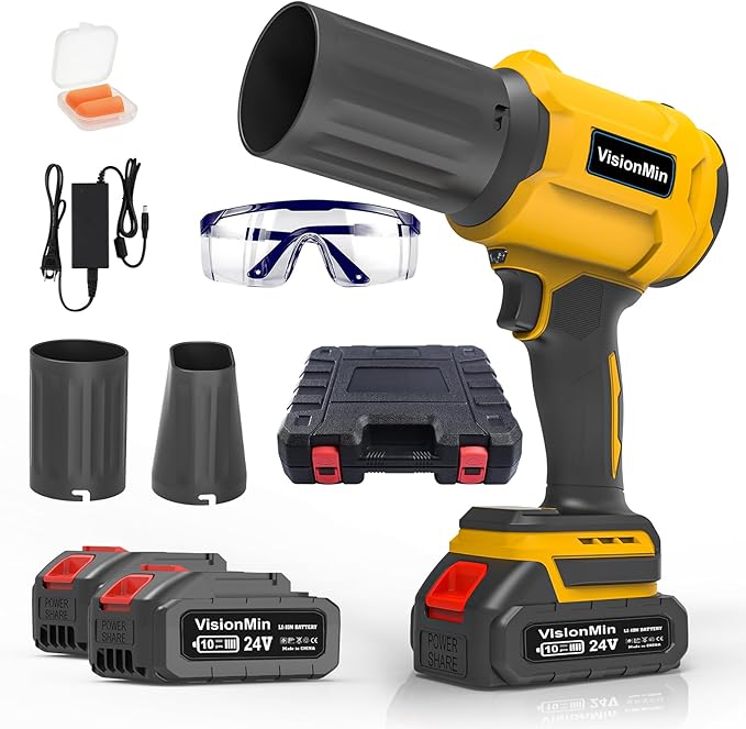 Handheld Leaf Blower, Leaf Blower Cordless with Brushless Motor, 24V Electric Blower with 2×4.0Ah Batteries, 2 Nozzles & Variable Speed, Lightweight Blower 2.2 lbs for Yard, Car, Dust & Snow Cleaning