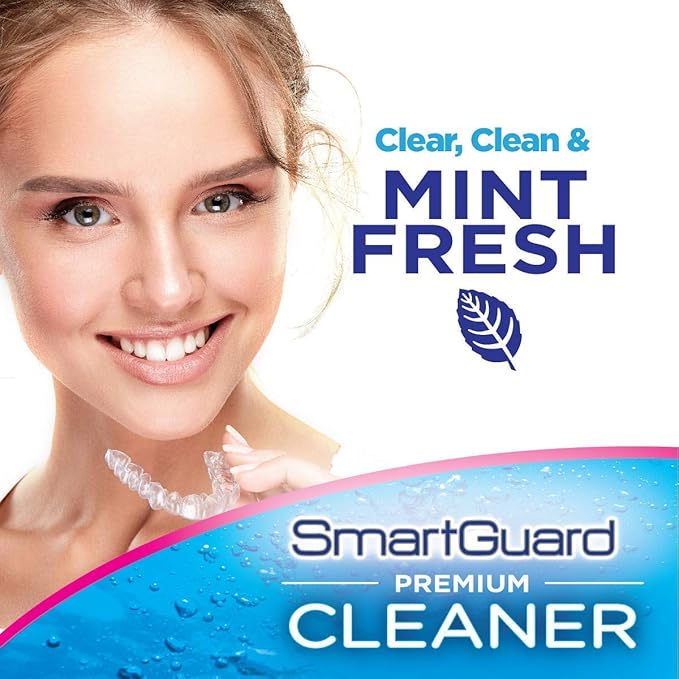 SmartGuard Premium Cleaner Crystals & Cleaning Case -(110 Cleanings)- Removes Stain, Plaque, & Bad Odor from Clear Braces, Dentures, Night Guards, Mouth Guard, & Retainers. (Pack of 2)