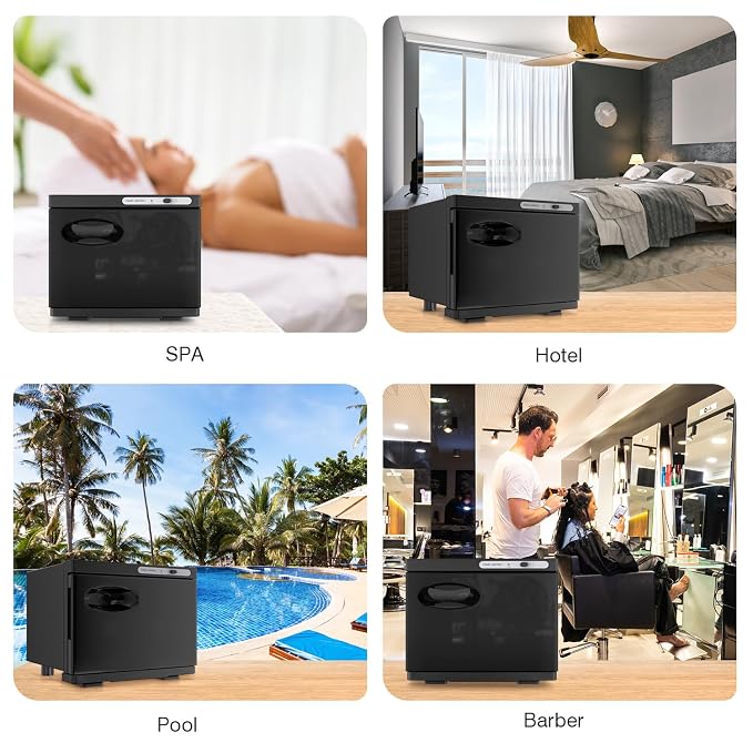 Towel Warmer Cabinet, 8L Hot Spa Small Towel Warmer Heating Use for Facial Spa, Hair Beauty, Salon Equipment and Home - Black