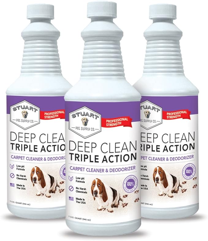 Stuart Pet Supply Co. Professional Strength Deep Clean (Gal.) 3X Carpet Cleaner Solution & Deodorizer, Concentrated Encapsulating Carpet Shampoo, Pet Odor & Dirty Carpet Cleaning Solution 128 fl oz.