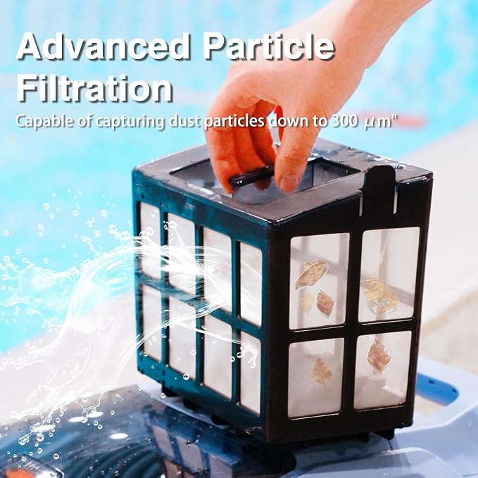 SAT20 Cordless Robotic Pool Cleaner 180 Mins Runtime Auto Vacuum Up to 2000 Sq.ft for Above Ground Pools IPX8 Waterproof LED Indicator Cleans Floor & Wall Not for Sharp Steps or Raised Drains