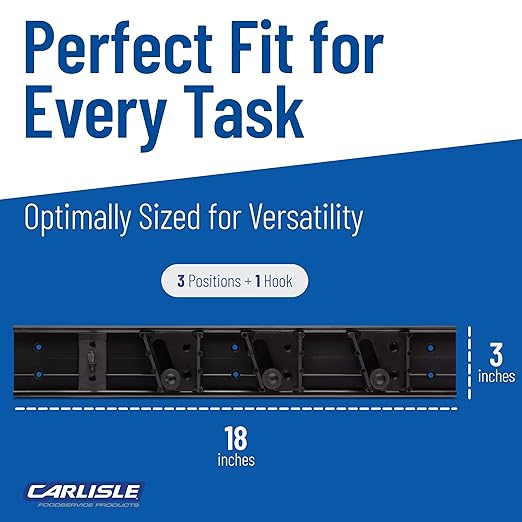 Carlisle FoodService Products CFS 4073100 Roll 'N Grip Mop, Broom and Tool Holder/Storage System, 3 Positions + 1 Hook (Case of 12)