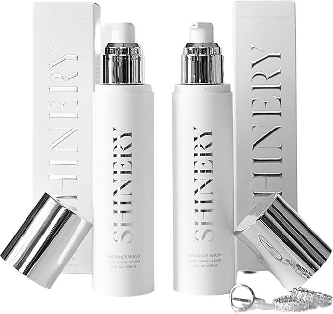 Shinery Jewelry Wash - Jewelry Cleaner Hand Wash Solution, Plant-Based Ring Cleaner Safe All Metals Stones, No Removing Jewelry, Made in the USA - 2 Pack