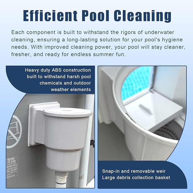 Wadoy SP1091LX Above Ground Pool Skimmer Dyna-Skim with Accessories Compatible with Hayward Pool Skimmer Accessories Kit for 6" Standard Pool Wall Openings