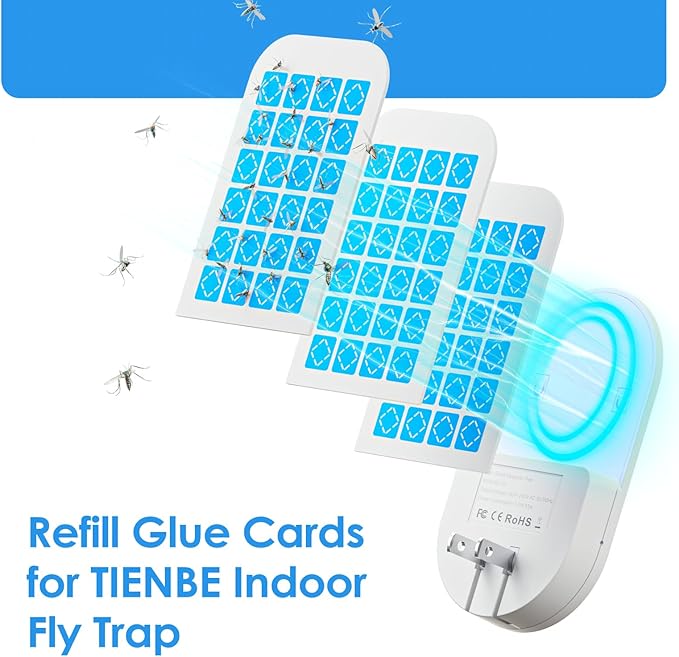 24 Pack Magnetism Glue Cards TIENBE Indoor Plug-in Fly Trap Refill Pack for TIENBE Indoor Fly Trap