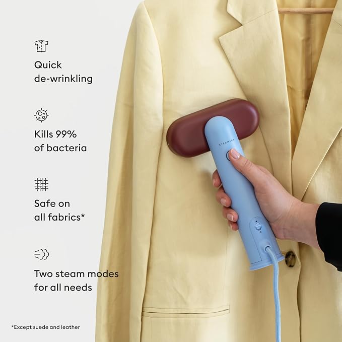 Steamery Travel Steamer Cirrus Lite, 1200W, Steam Output 16g/min, Heat up 18 Seconds, Portable & Packable, Rotating Steam Head, Dry Steam Technology (Sky and Terra)
