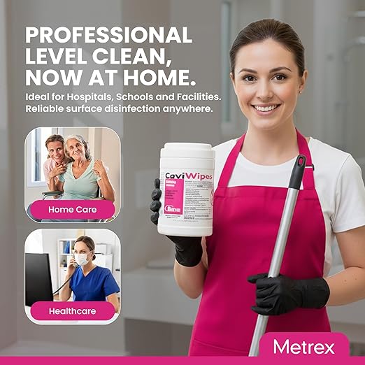 Metrex CaviWipes Disinfecting Towelettes, Pack of 12 – Durable Non-Woven Disinfecting Wipes for Hard, Non-Porous Surfaces in Healthcare & Laboratory Settings – Pre-Saturated with CaviCide, 13-1100