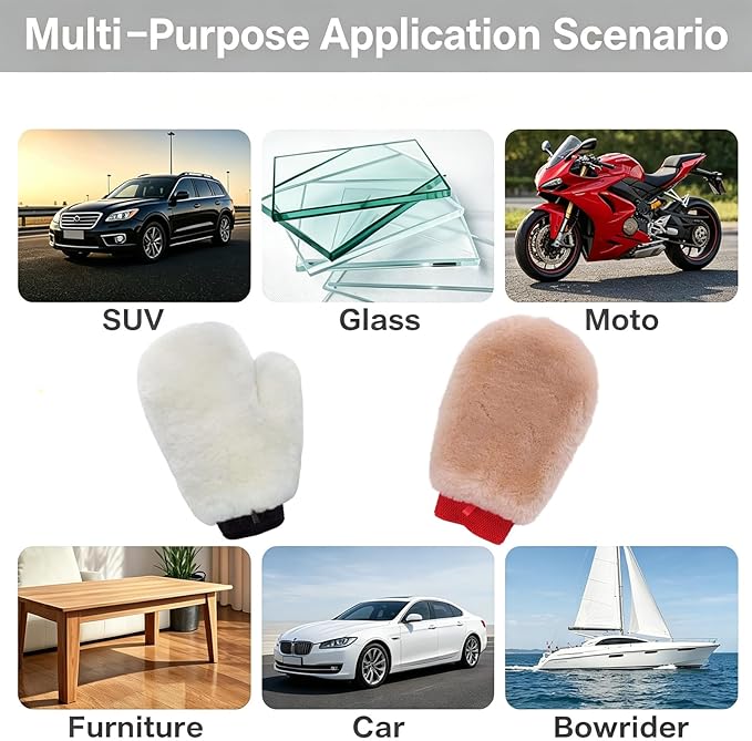Gracefur Ultra-Soft Car Wash Mitt Lambswool Wash Mitt with Thumb, Scratch-Free Sheepskin Wash Mitt Extra Large Cleaning Gloves for Cars, Trucks, SUVs, Motorcycles Detailing