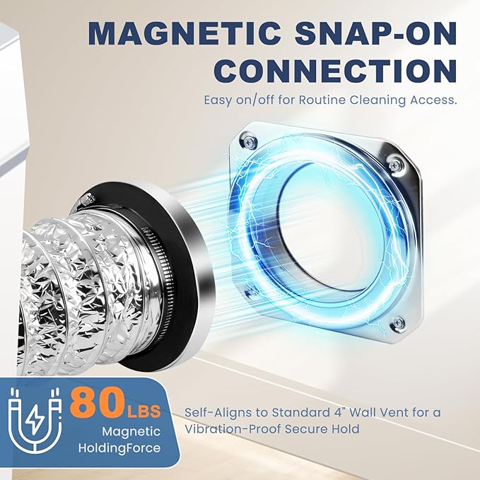 Yixiang Magnetic Dryer Vent Connector Kit，Magnetic Dryer Hose Connector 180 Degree, Quick Coupling Easy to Clean Airtight Seal, 3.3ft 4" Aluminum Foil Duct and 2 clamps