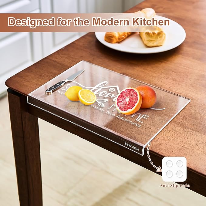 House Warming Gifts New Home - Engraved Acrylic Cutting Board with Counter Lip, Clear Countertop Protector Housewarming Gifts for Women Man Couples First House New Apartment Aesthetic Kitchen Decor