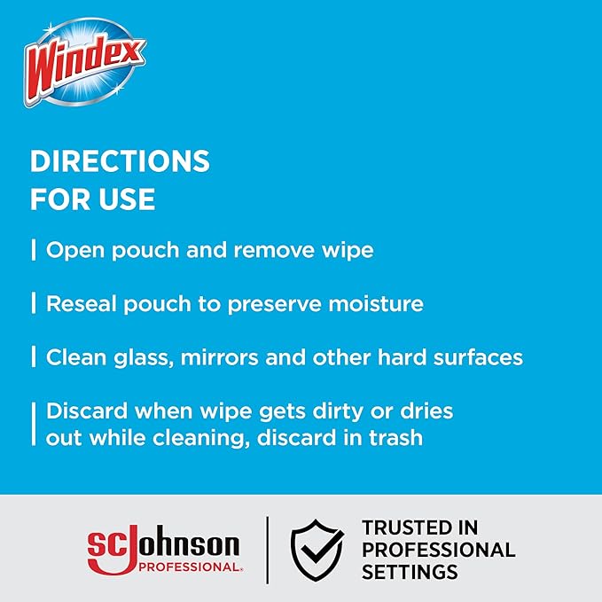 SC Johnson Professional Windex Ammonia Free Wipes 25ct, Case Pack of 12