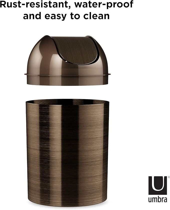 Umbra Mezzo Swing-Top Waste Can, 2.5-Gallon (10 L), Bronze