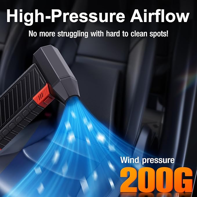 Compressed Air Duster with Rechargeable & Replaceable Battery, High-Speed Electric Air Duster, 3 Gear Adjustable Cordless Air Duster with LED Light for Computer, Keyboard, Outdoor, Home Cleaning