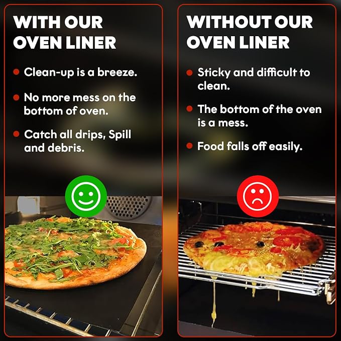 3 Pack Non-Stick Heavy Duty Oven Liners Set for Bottom of Electric Oven by Grill Magic - Thick, Heat Resistant Fiberglass Mat - Easy to Clean, Reduce Spills, Stuck Foods & Clean Up - BPA Free