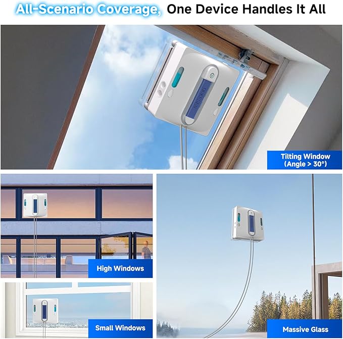 Window Cleaning Robot,9000Pa Sauction & 75N Cleaning Force with 4 Water Spray Support 5 Cleaning Modes & Remote Control,Window Cleaner Robot for Wet Cleaning Frame & Frameless Windows & Tiles