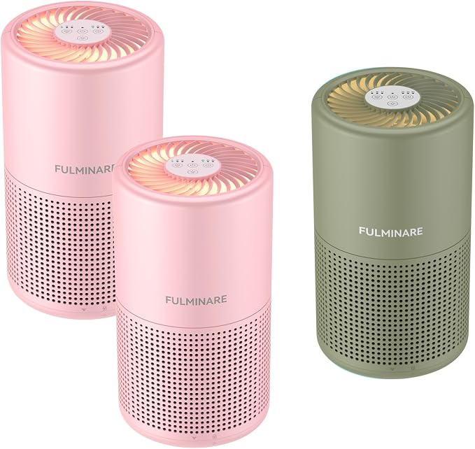 FULMINARE Air Purifiers for Bedroom Air Filter, Quiet Air Cleaner With Night Light, Portable Small Air Purifier for Home, Office, Living Room