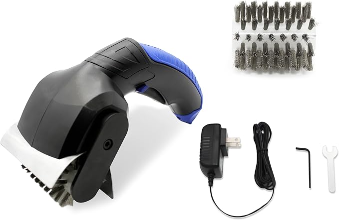 Flame King Electric BBQ Grill Brush Cordless and Rechargeable Stainless Steel Bristles,Black