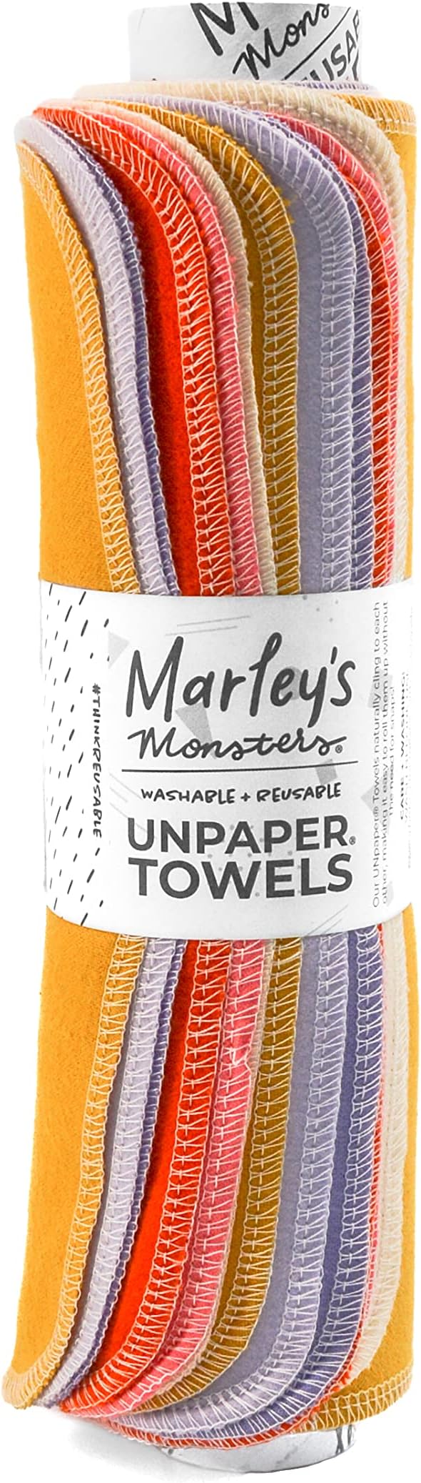 Marley's Monsters UNpaper Towels - 12 Count roll, Reusable Paper Towels Cotton, Tree Free (Sunrise)