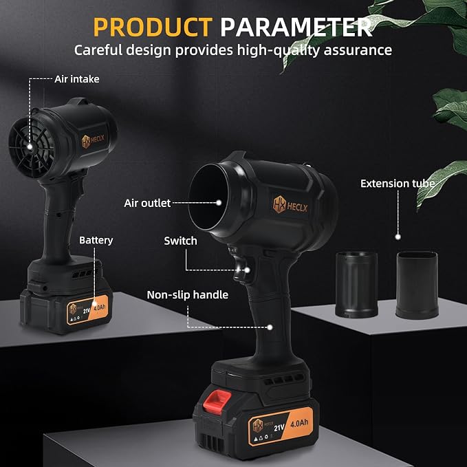 Leaf Blower Cordless, Snow Blower Cordless with Battery and Charger, Car Dryer Air Blower, Handheld Leafs Blower Dryer Air Blowers for Patio Cleaning, Black