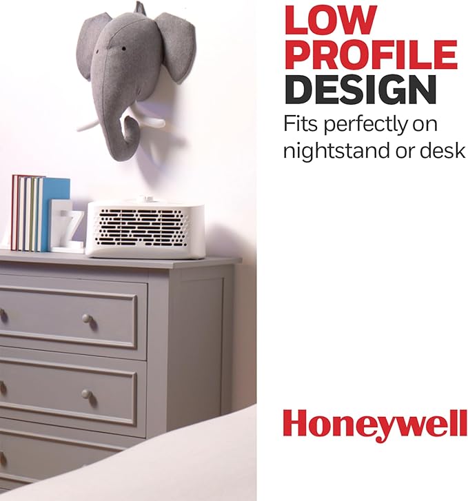 Honeywell Air Purifier for Home, 465 Ft² in 1 hour, Dual Action Filter, Reduces Dust, Pollen, Pet Dander, Odors, Smoke, Compact Allergen Reducer, Small Air Purifier, White HHT270