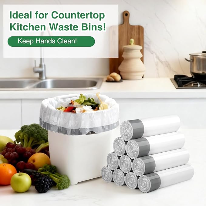 200 Counts 1.2 Gallon Trash Bag Drawstring Small Trash Bags, Thick Pre-separated Garbage Bags, Trash Bin Liners, Suitable for bathroom, kitchen, bedroom, office (White)