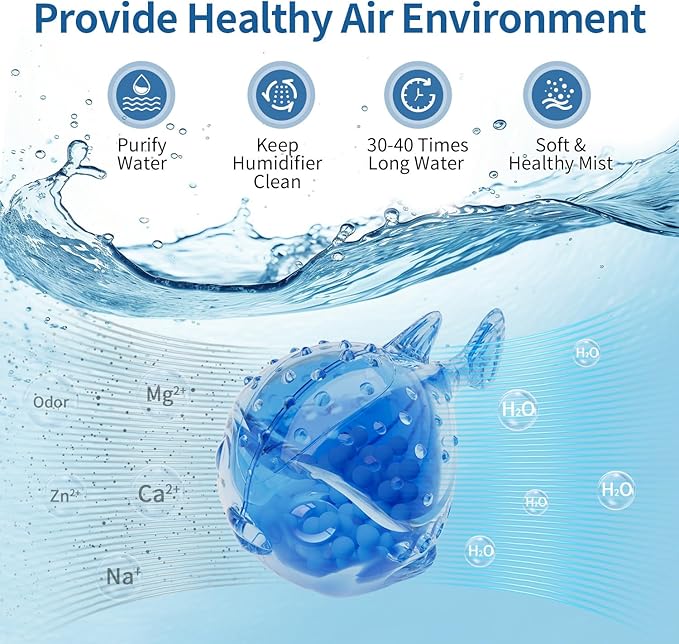 Humidifier Cleaning Fish - Humidifier Tank Cleaner Demineralization Cartridge | Prevents Hard Water Build-Up, Odor & Scale | Universal Fit for Most Humidifiers & Fish Tanks (12-Pack)
