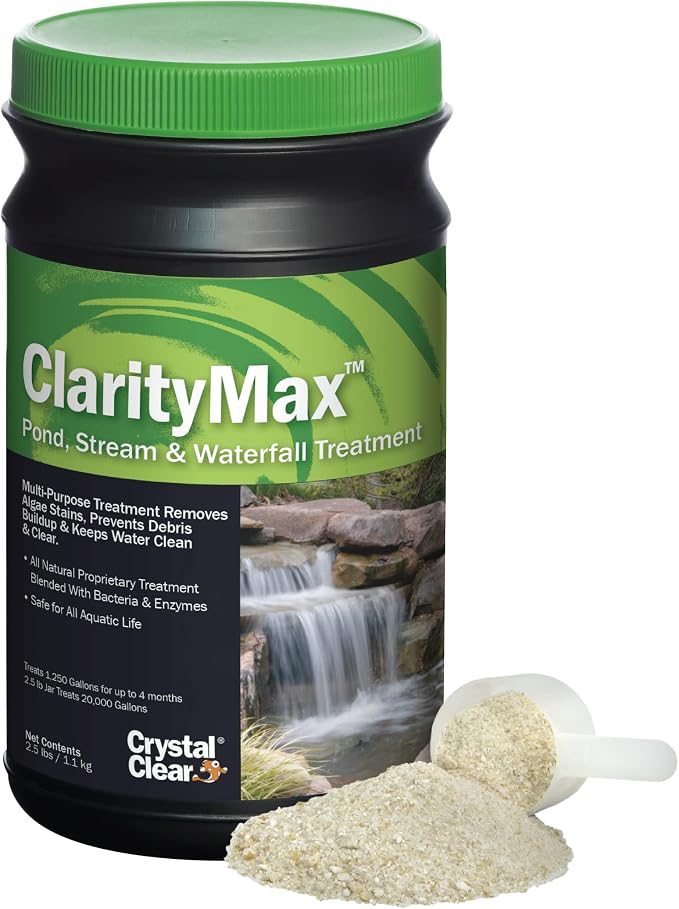 CrystalClear ClarityMax Pond Clarifier, All-in-One Natural Treatment 2.5 LB | Beneficial microbes and enzymes provide max clarity, remove algae stains, and keep water gardens koi fish & pet safe
