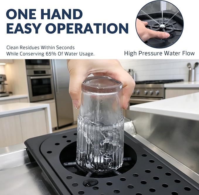 Pitcher Rinser Glass Rinser Cup Washe Stainless Steel Cup Washer with Drain Drip Tray Hose for Home Kitchen, Restaurant, Bar, Coffee Restaurant(53 * 16.2 * 4cm)