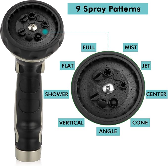 RESTMO Garden Watering Combo, Heavy Duty Hose Sprayer | Metal Hose Wand | High Pressure Hose Nozzle, Thumb Flow Control, Quick Connect Fittings Included, Easy to Reach Anywhere in Garden & Lawn